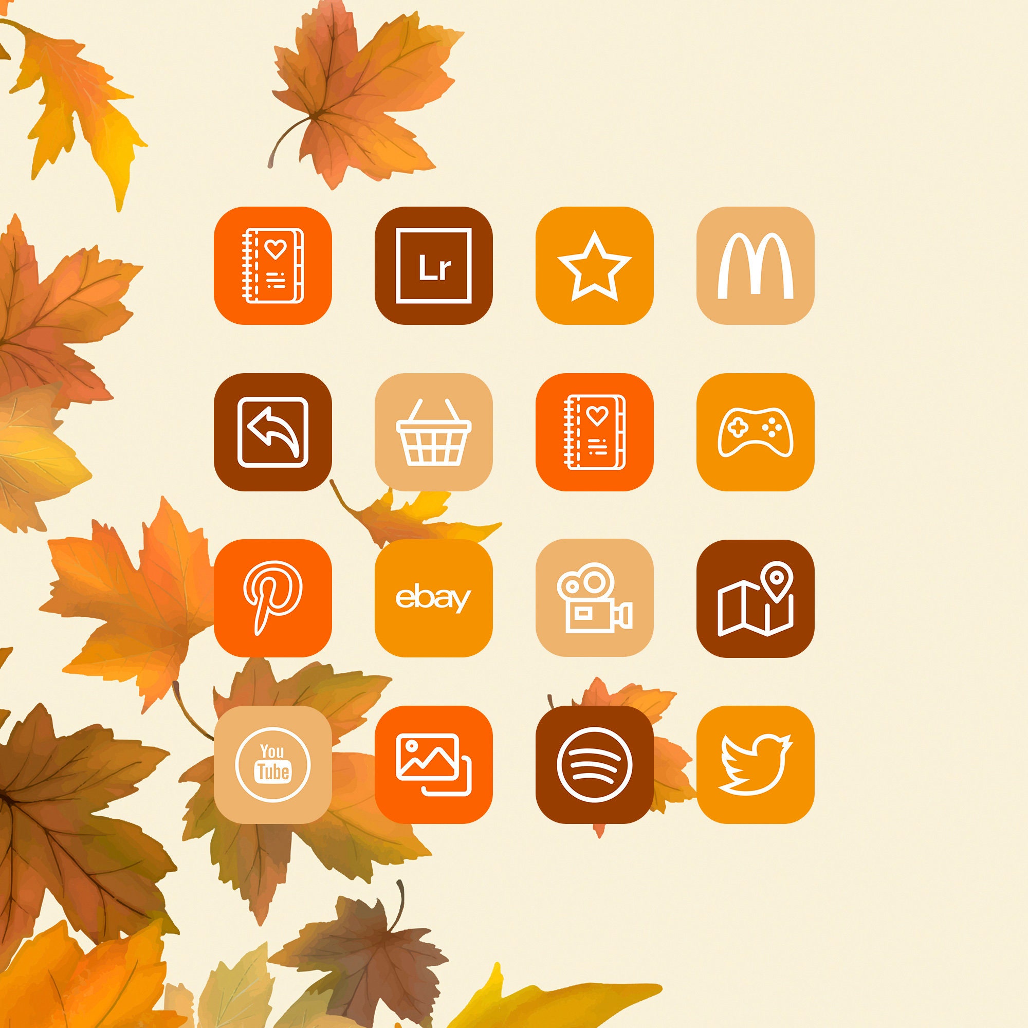 Autumn app icons Autumn leaves ios14 app icons Fall app icons | Etsy