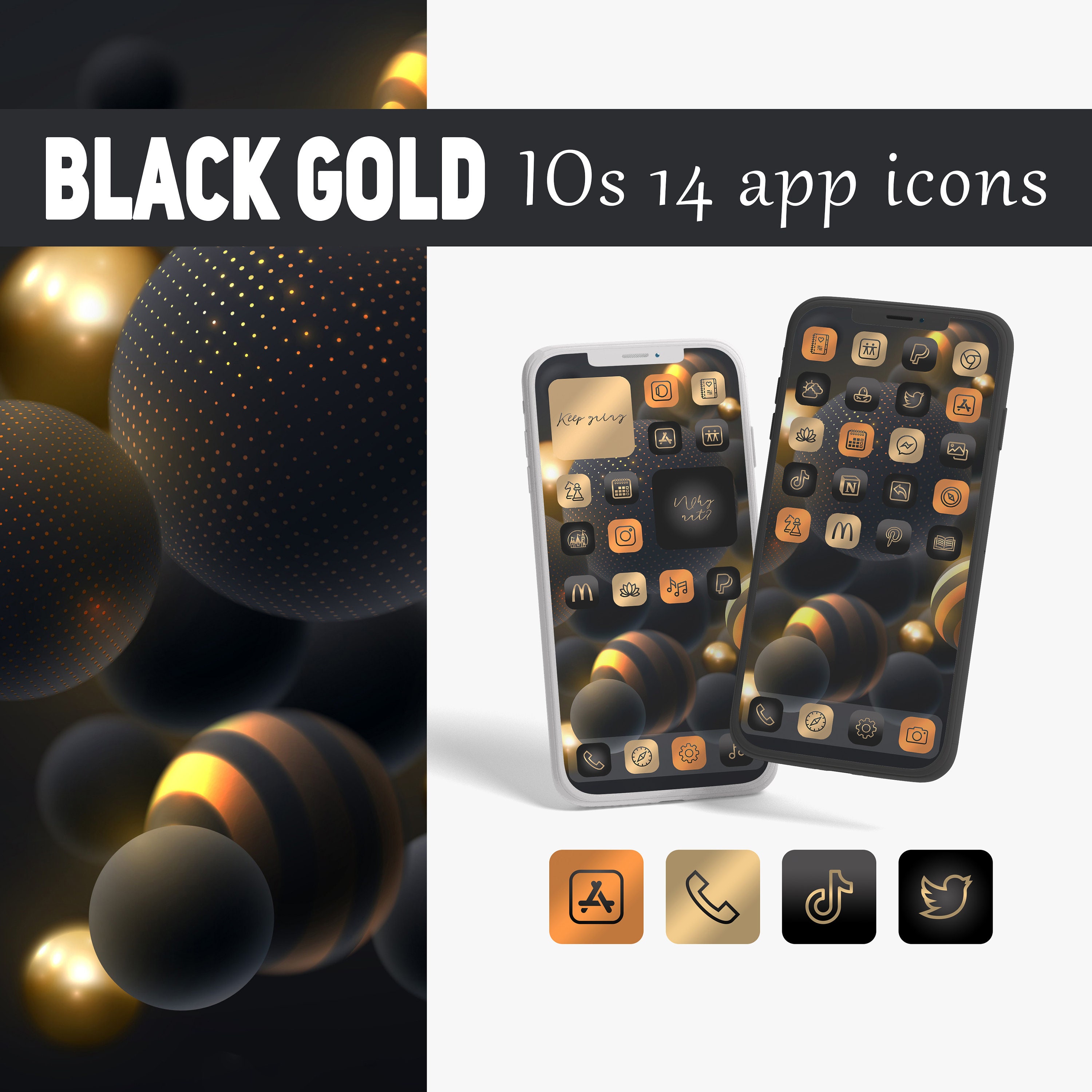 Black Gold App Icons Sammlung Widget Iphone Home Screen App Etsy
