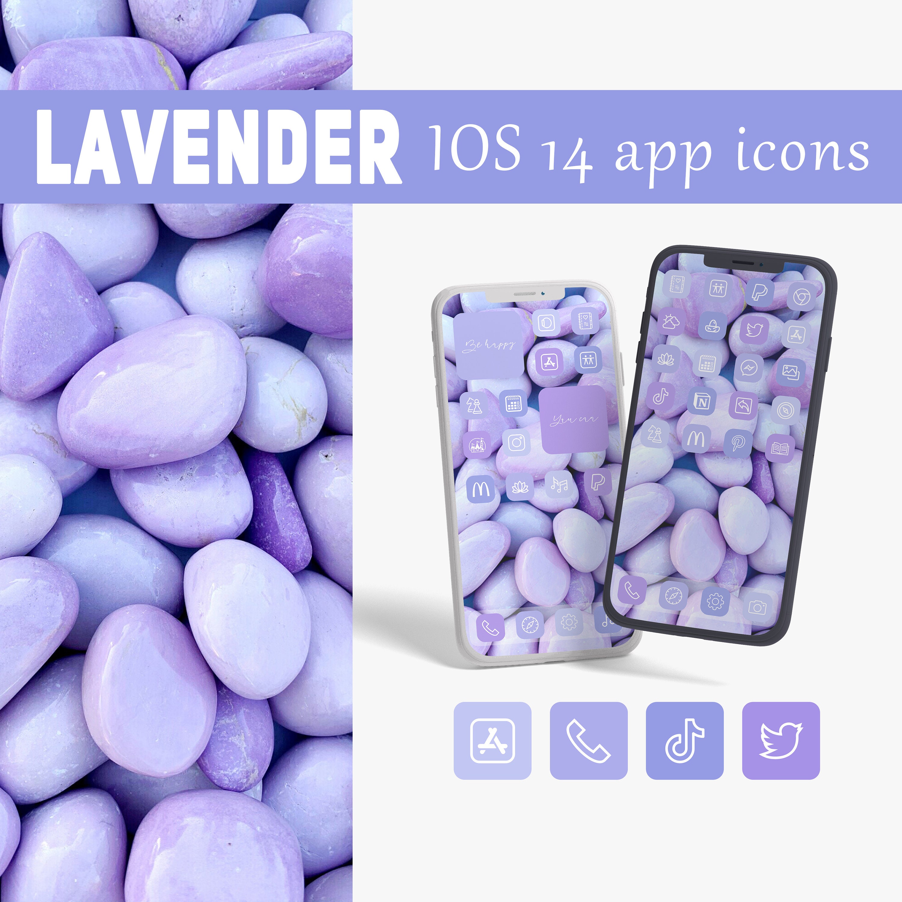 Lavender app icons widget wallpaper iphone home screen app | Etsy