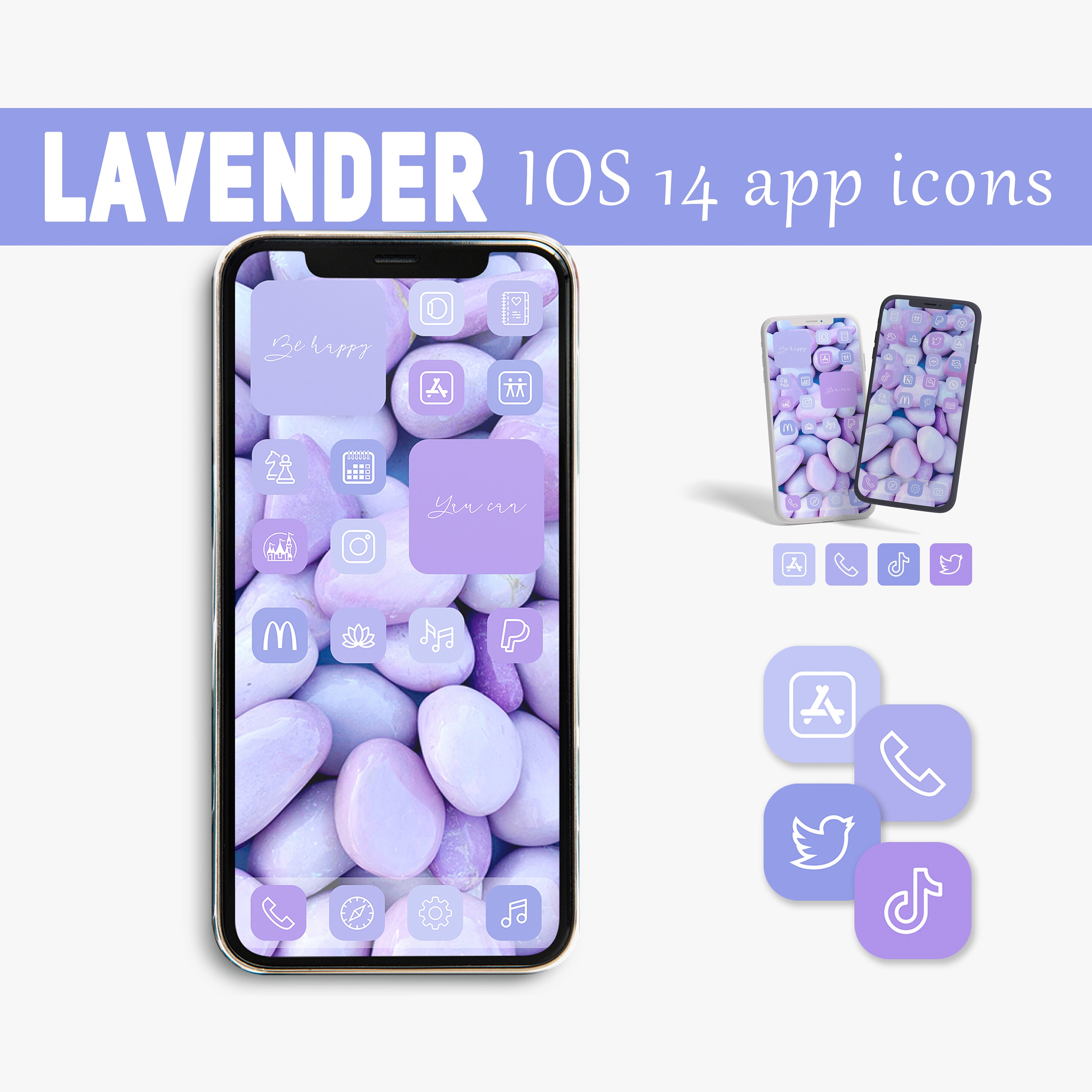 Lavender app icons widget wallpaper iphone home screen app | Etsy