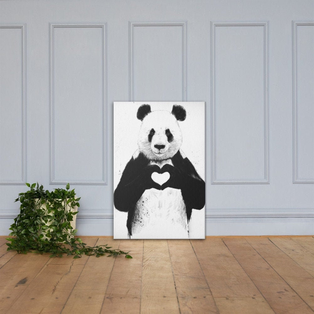 Cute Panda Bear Canvas Wall art print home decor FREE Etsy