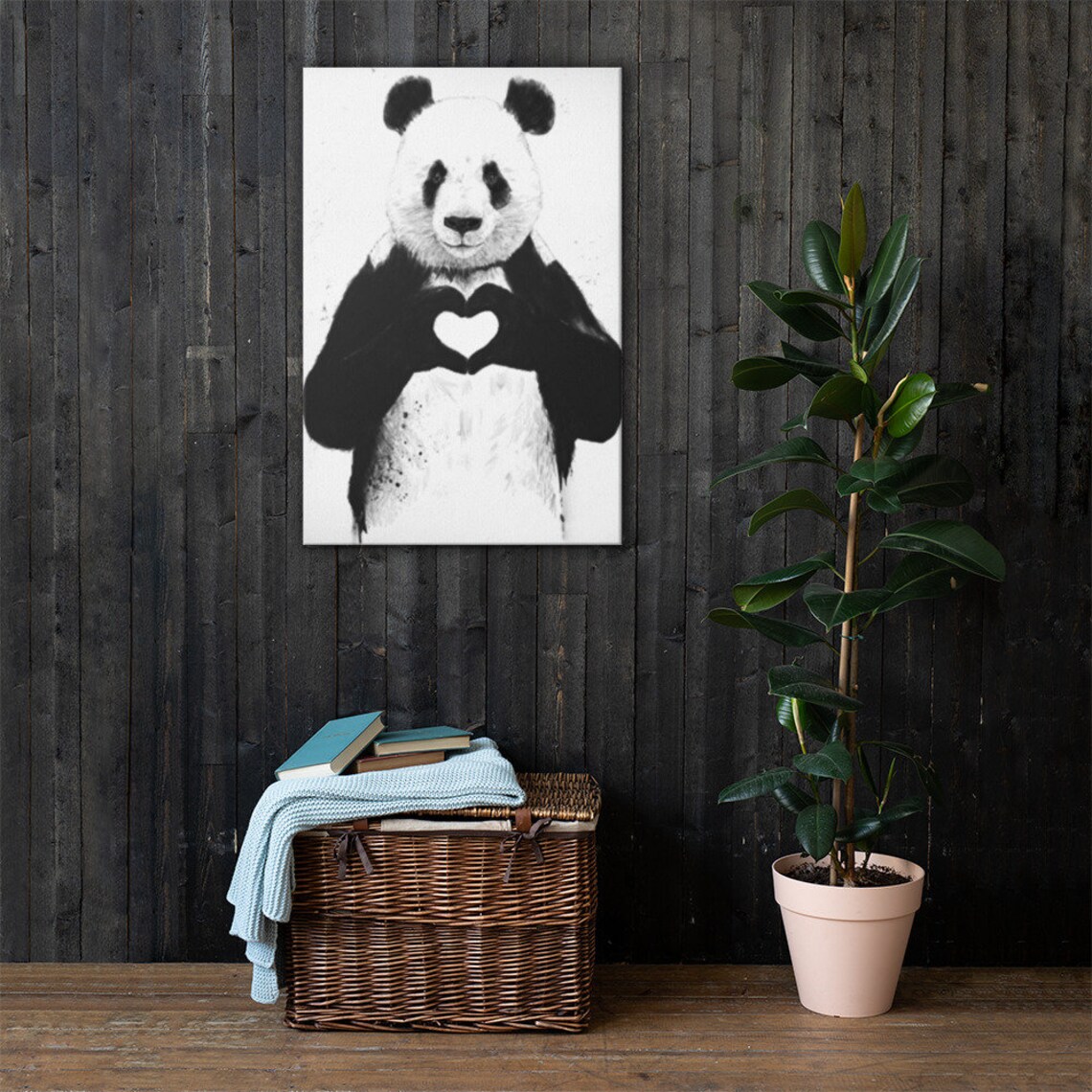 Cute Panda Bear Canvas Wall art print home decor FREE Etsy