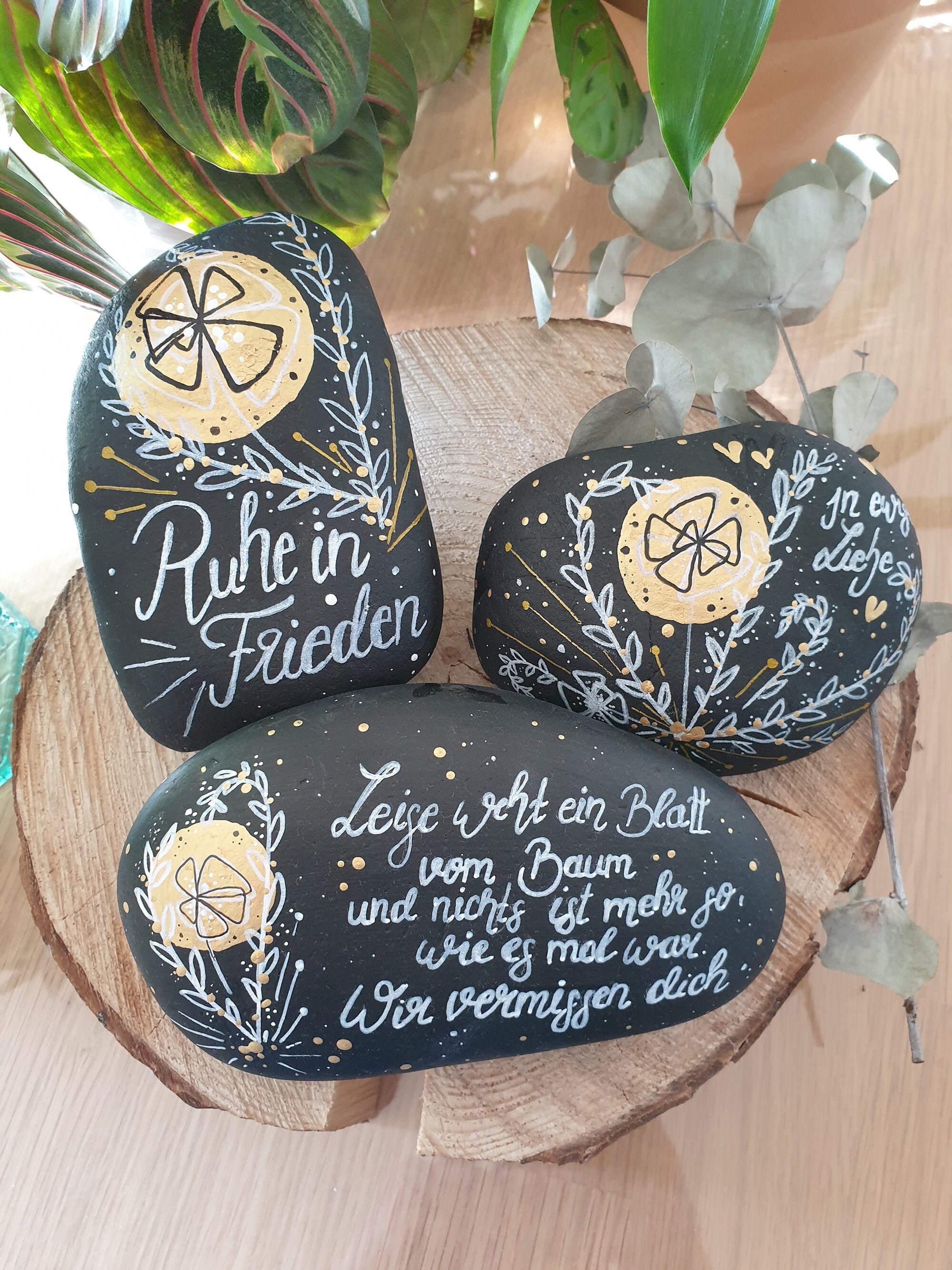 Handpainted funeral stone as grave ornament or keepsake Etsy