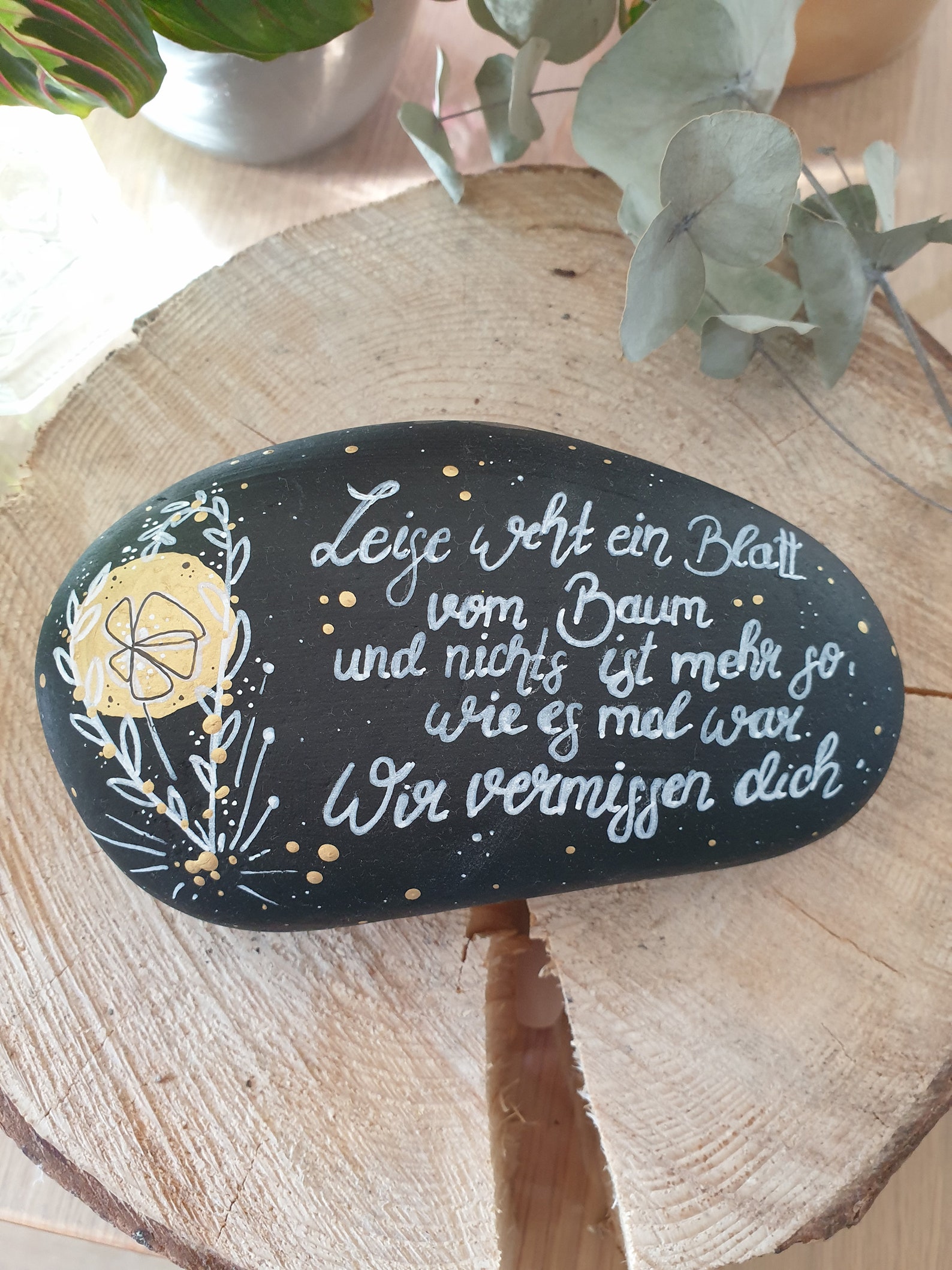 Handpainted funeral stone as grave ornament or keepsake Etsy