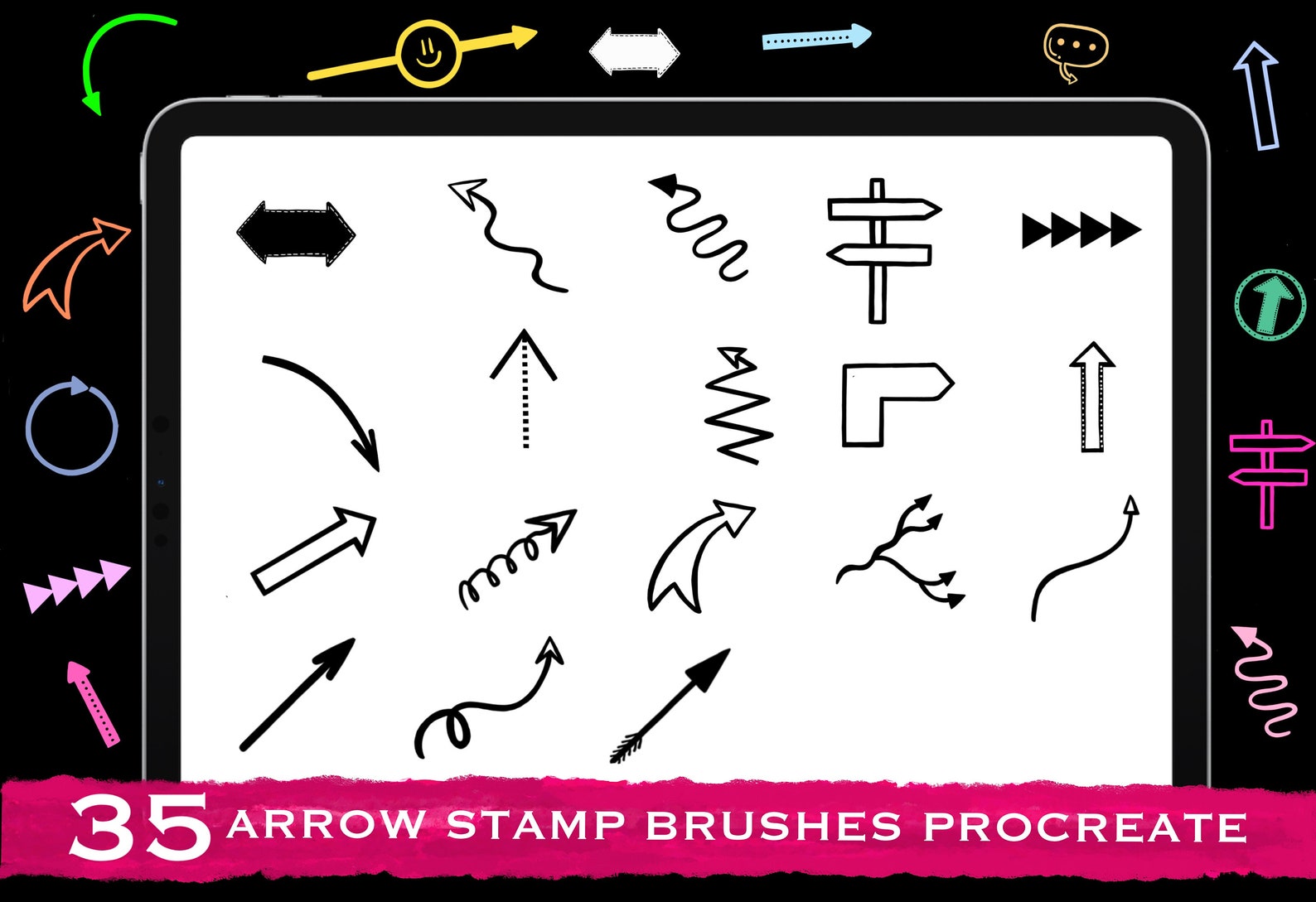 35 Arrow Stamp Brushes For Procreate Sketchnoting Doodle Etsy