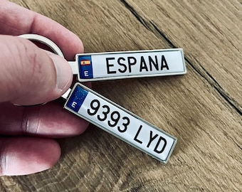 Spain Custom Keychain License Plate Car Keychain - Spain Custom Keyring, Car Keyring