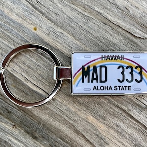 Chaveiro personalizado com placa de carro do Havaí – Chaveiro personalizado da ilha – Presente tropical Aloha – Lembrança de viagem havaiana – Acessórios exclusivos para carros