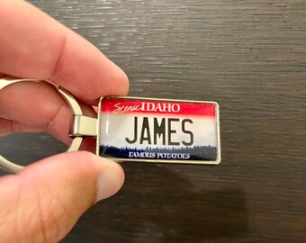 Custom Idaho License Plate Keychain: Personalized Mini Plate Keyring