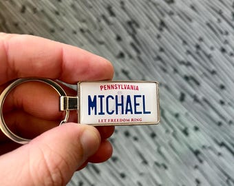 Personalized Pennsylvania License Plate Keychain - Custom PA Number Plate Tag - Unique Gift for Car Lovers, Pennsylvania Keyring