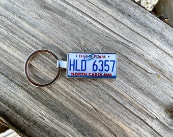 North Carolina Personalized License Plate Keyring - Custom Mini NC Plate Keychain - Unique North Carolina Gift