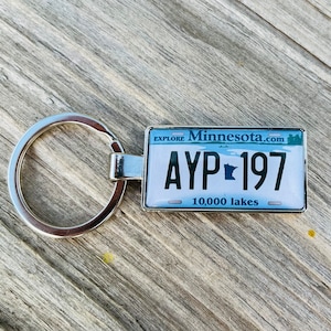 Minnesota License Plate Keyring,  Minnesota Personalized Vanity Plate Keychain, USA Keychain, Specialty plate