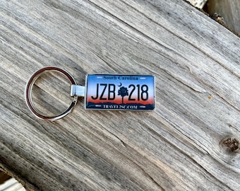 Custom South Carolina Number Plate Keyring, US Car Plate Keyring, Personalised Vintage Plate Keyring, US Columbia State Plate Keychain