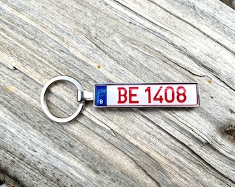 Belgium Custom Keychain License Plate Car Keychain - Belgium Custom Keyring, Car Keyring