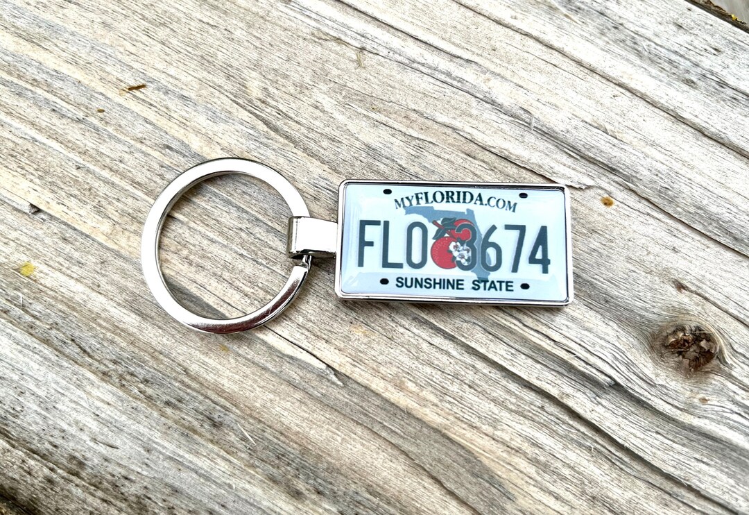 Custom Florida License Plate Keychain, Florida Number Plate, Florida