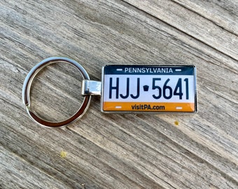 Pennsylvania License Plate Keychain,  Custom Personalized Penn State Plate Keyring, Pennsylvania License Plate Keyring