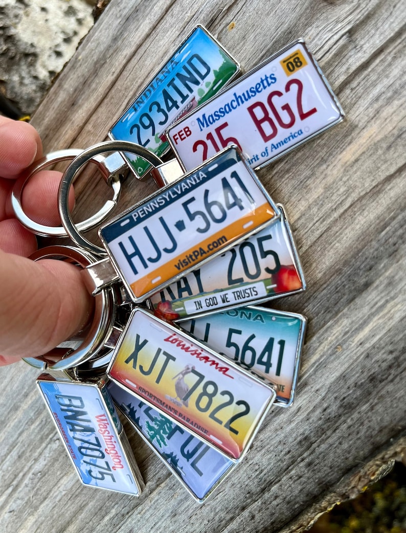 USA Number Plate Keyring Custom Made License Plate Keyring Etsy