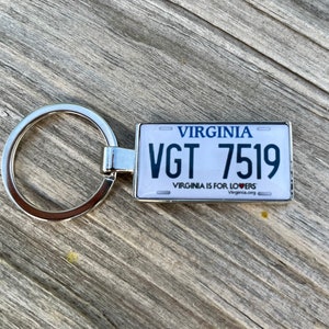 Virginia License Plate Keyring,  Virginia Custom License Plate Keychain, Virginia License Plate Frame, Virginia Key Fob