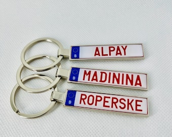 Belgium Custom Keychain License Plate Car Keychain - Belgium Custom Keyring, Car Keyring