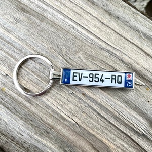 Frankrijk gepersonaliseerde nummerplaatsleutelhanger, Frankrijk sleutelhanger, Franse sleutelhanger, gepersonaliseerde Franse sleutelhanger, Franse nummerplaatsleutelhanger
