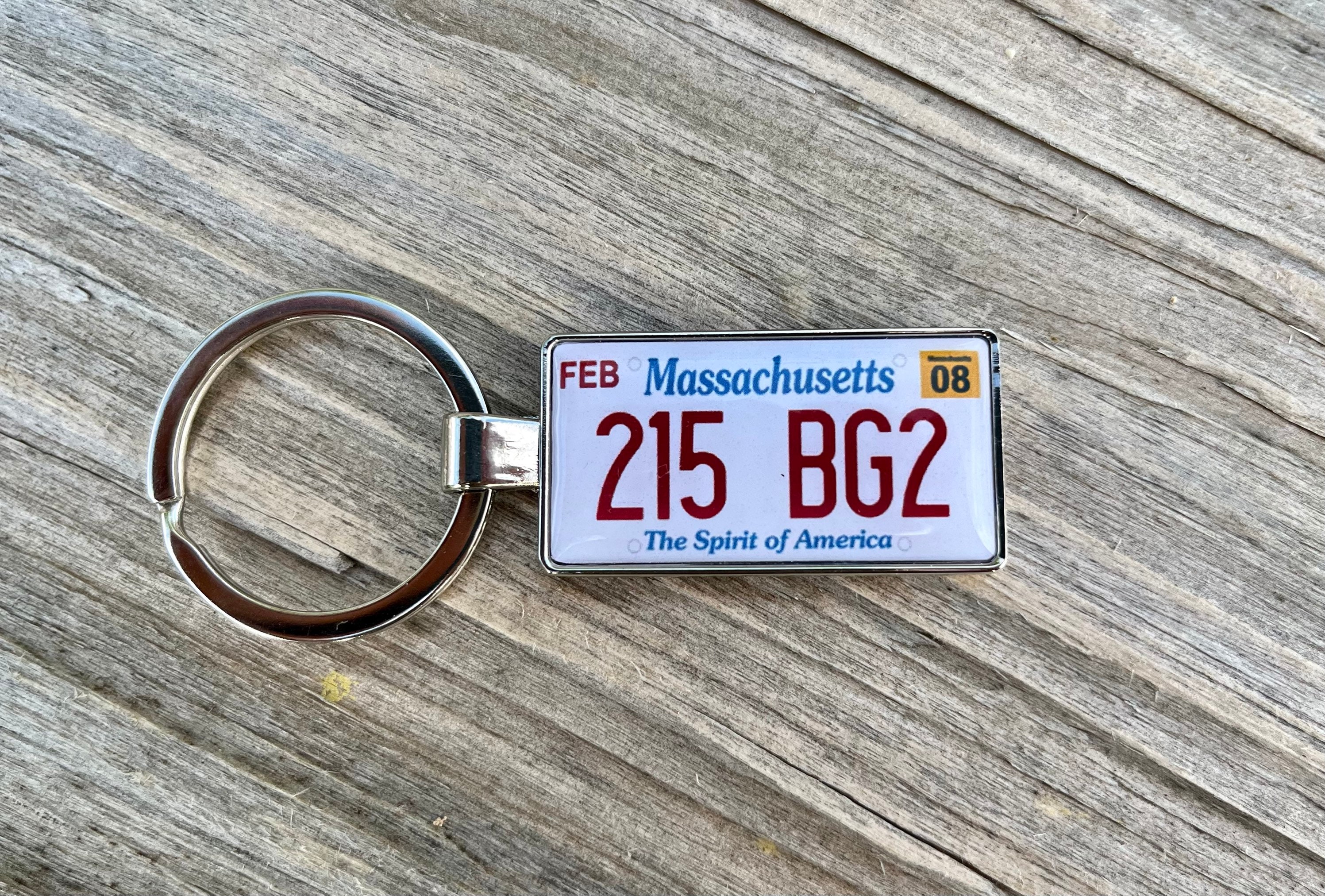 Massachusetts License Plate Keychain Custom Personalized Etsy
