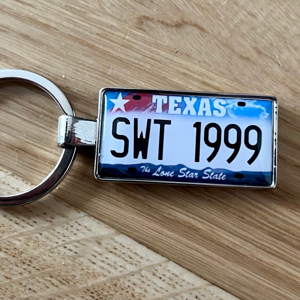 Personalized texas license plate keychains etsy
