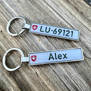 Personalized Switzerland Number Plate Keyring, Swiss Keychain, Switzerland Number Plate Keychain