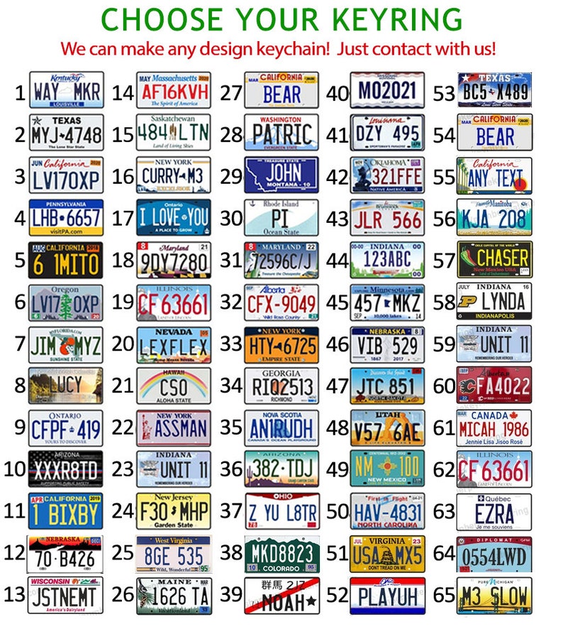 New Hampshire License Plate Keychain, Custom New Hampshire Number Plate Keyring, Mini Plate Copy