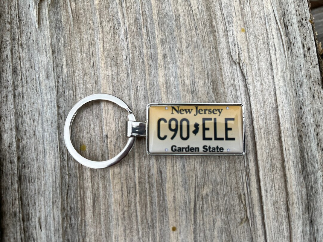 Custom New Jersey State License Plate Keyring, Custom License Plate