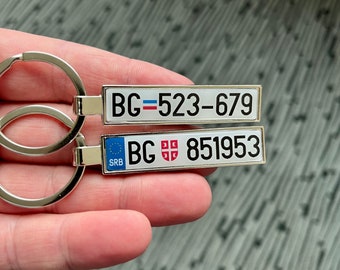 Personalized Serbia Number Plate Keychain: Custom Car Keyring