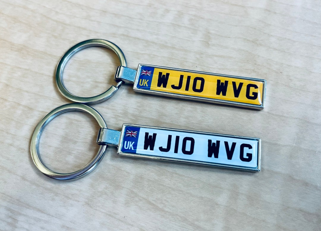 Custom England Keychain, Car Number Keyring, UK Registration Plate, Car