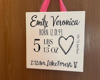 Birth Announcement Canvas Picture