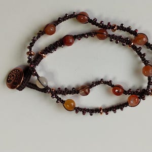 Orange Agate macrame necklace