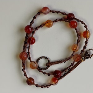 Orange Agate Macrame Necklace