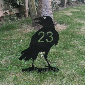 Garden Crow with house number