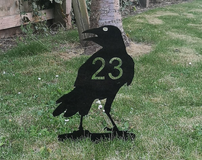 Garden Crow with house number