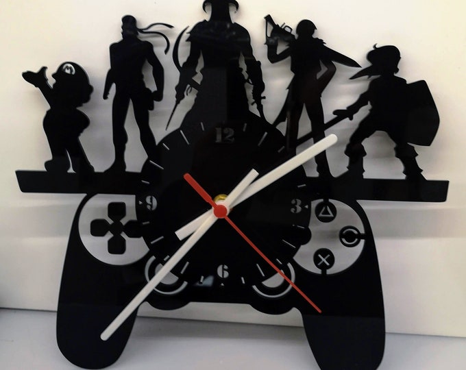 Gamer black wall clock