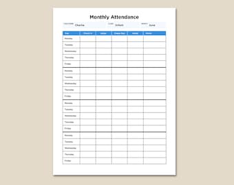 Daycare Monthly Attendance Sheet For Single Child With Fillable Form Fields | HD PNG and Fillable PDF | Download, Save, & Print Your Today!
