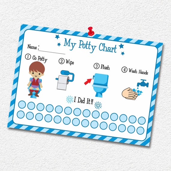 Potty Training Chart For Boy, Bathroom Sticker Chart, Toddler Reward Chart, Potty Chart | Instant HD PNG and PDF Download