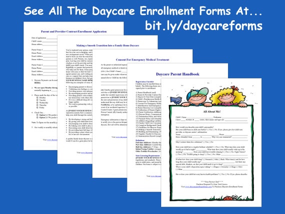 Daycare Enrollment Forms Packet Fully Editable Child Care Etsy