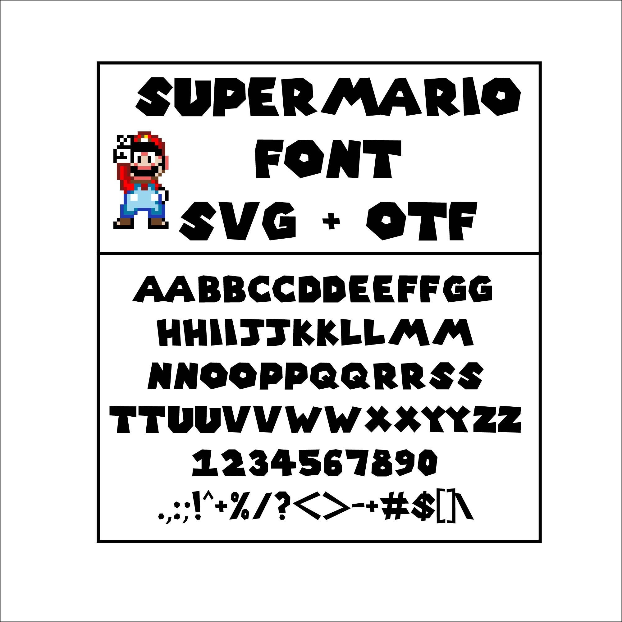 Super Mario Font Svg Super Mario Alphabet Luigi Otf Mario Etsy
