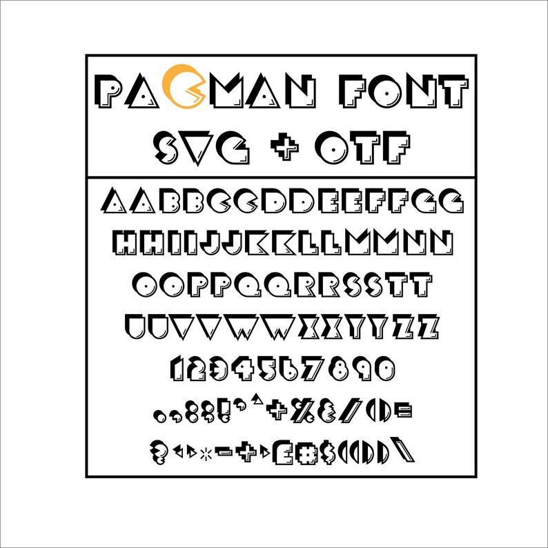 Pacman Font Svg Pacman Alphabet Pacman Otf Pacman Split | Etsy