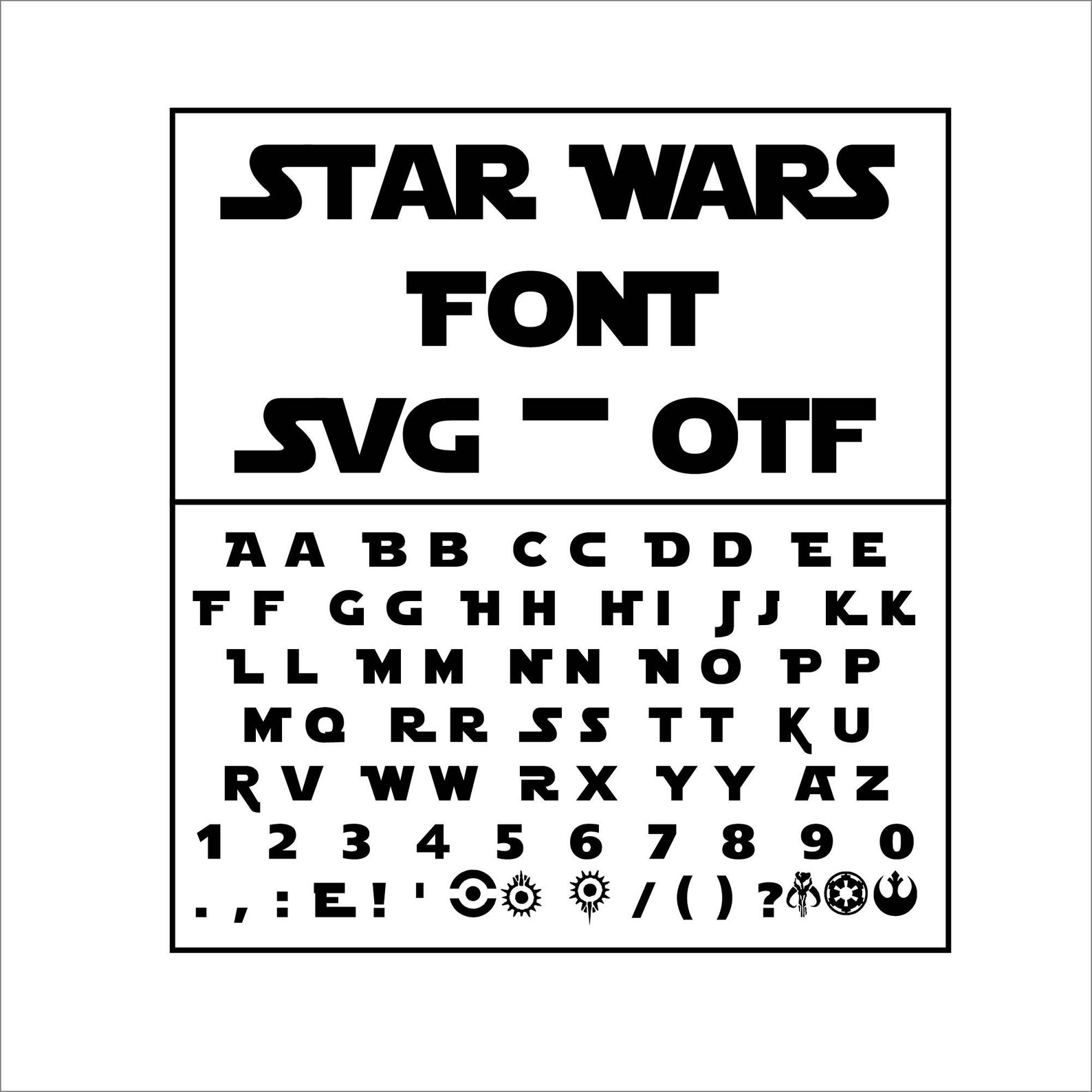 Star Wars Font Svg Star Wars Letters Svg Jedi Otf Svg Padawan | Etsy