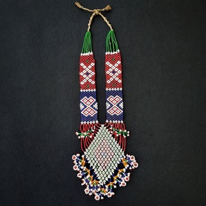 Vintage Loom Beaded Necklace: Handmade Beadwork Jewelry