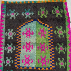 Vintage Natural Konya Tulu Rug, Handmade Wool Shaggy Rug, Natural Dyed Rug, Authentic Rug, Moroccan Beni Ourain Style Rug, Flokati Rug