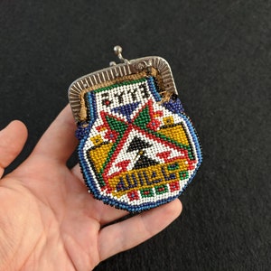 Porta-moedas antigo otomano com contas: presente colorido de prisão com contas