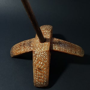 Antique Turkish Drop Spindle: Hand Carved Wood Spinning Tool