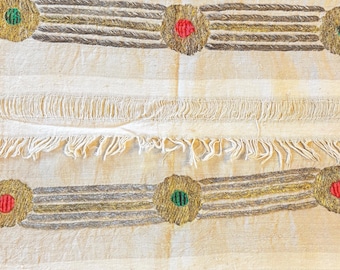 20世紀の古代ギリシャ刺繍、ヴィンテージの刺繍タオル、工芸品、民俗