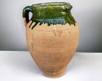 Vaso de cerâmica esmaltada verde antiga - Cerâmica Sille com mais de 150 anos