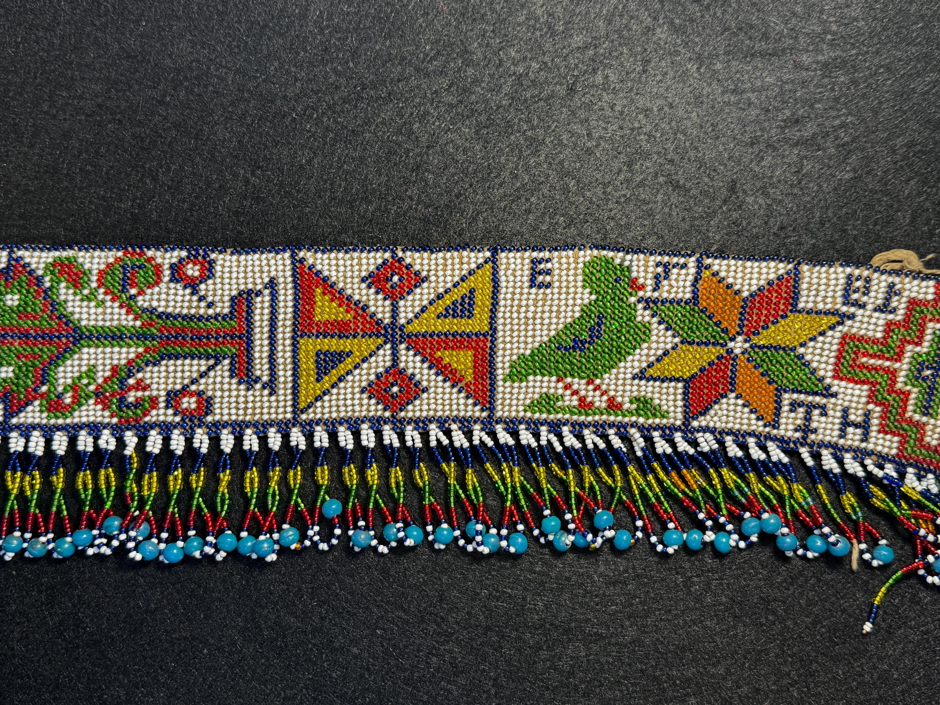 Vintage Art Prison Handmade Woven Belt – Mint Cond Hand-Tooled Artesanal Tabs With Mint Green, White and Black  main image 4
