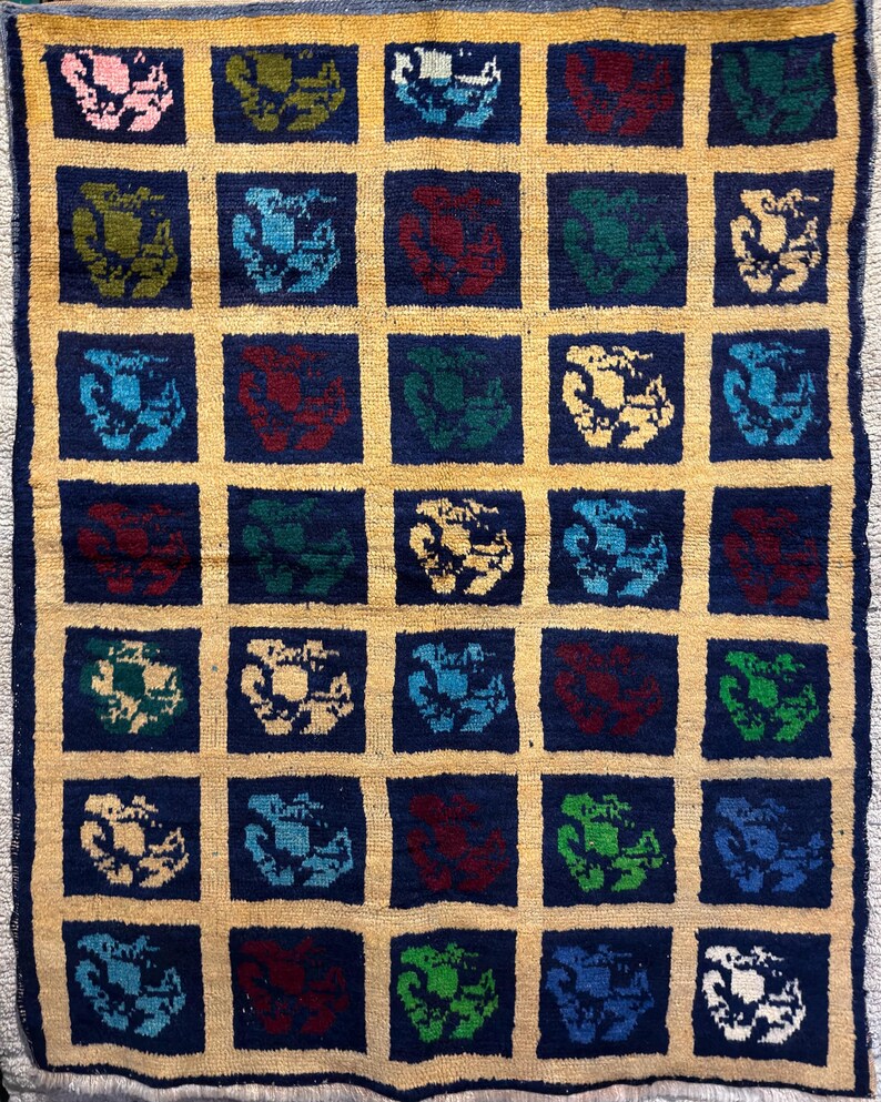 Antique Tülü Rug: Collectible Turkish Wool Rug, Geometric Design image 20